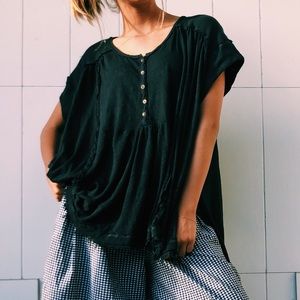 free people black button tunic!!